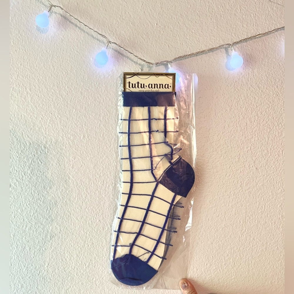 Super cute Japanese Sheer see through blue grip socks!